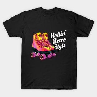 1980s Era Roller Skates Rollin' Retro Style, 80s skating T-Shirt